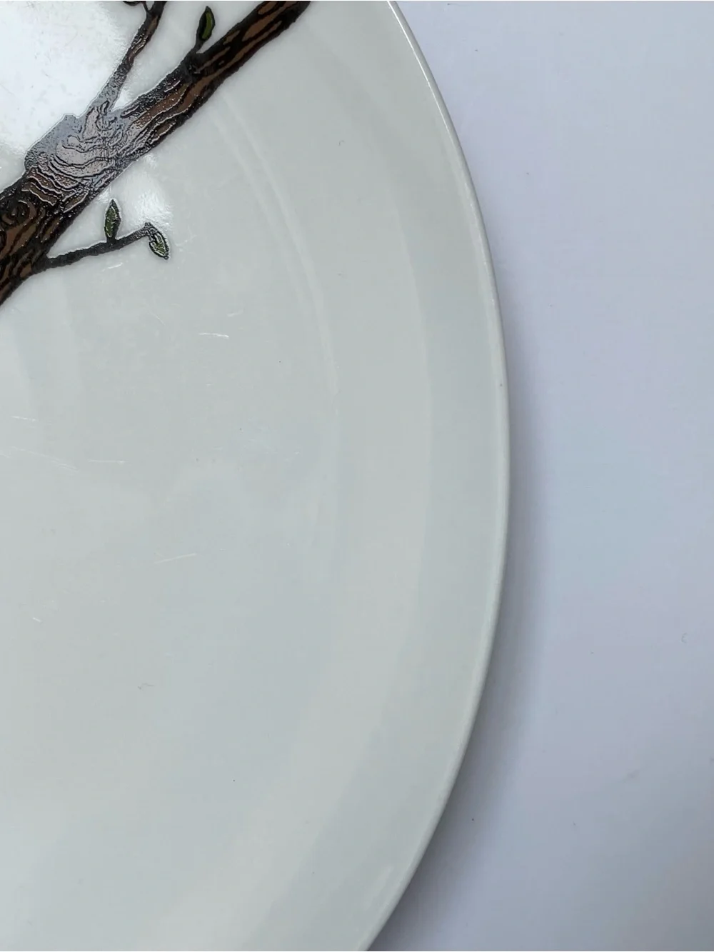 West Elm Owl Plate 8.5” Serving Art Drawing Display Bird Tree Ceramic Birding